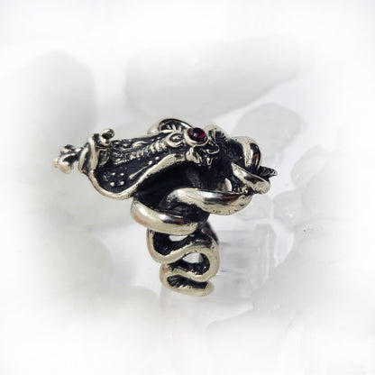 King Cobra with Rubies Sterling Silver Ring