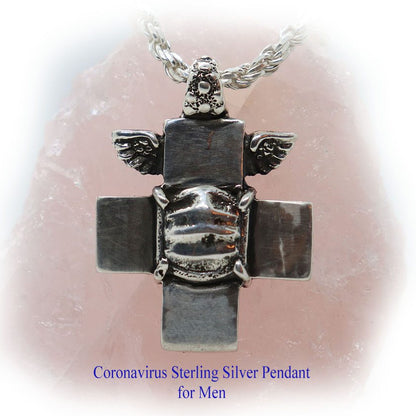Coronavirus Sterling Silver Pendant for Men