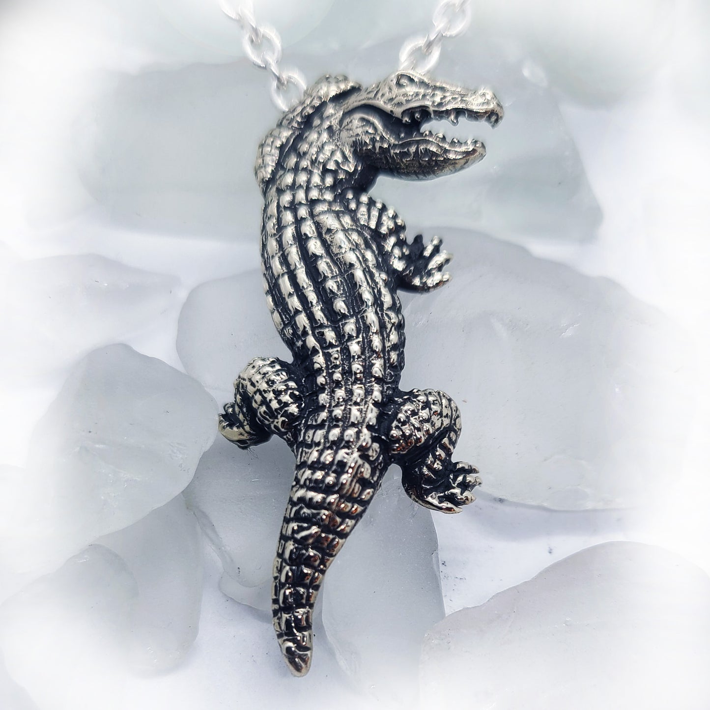 Crocodile Sterling Silver Pendant