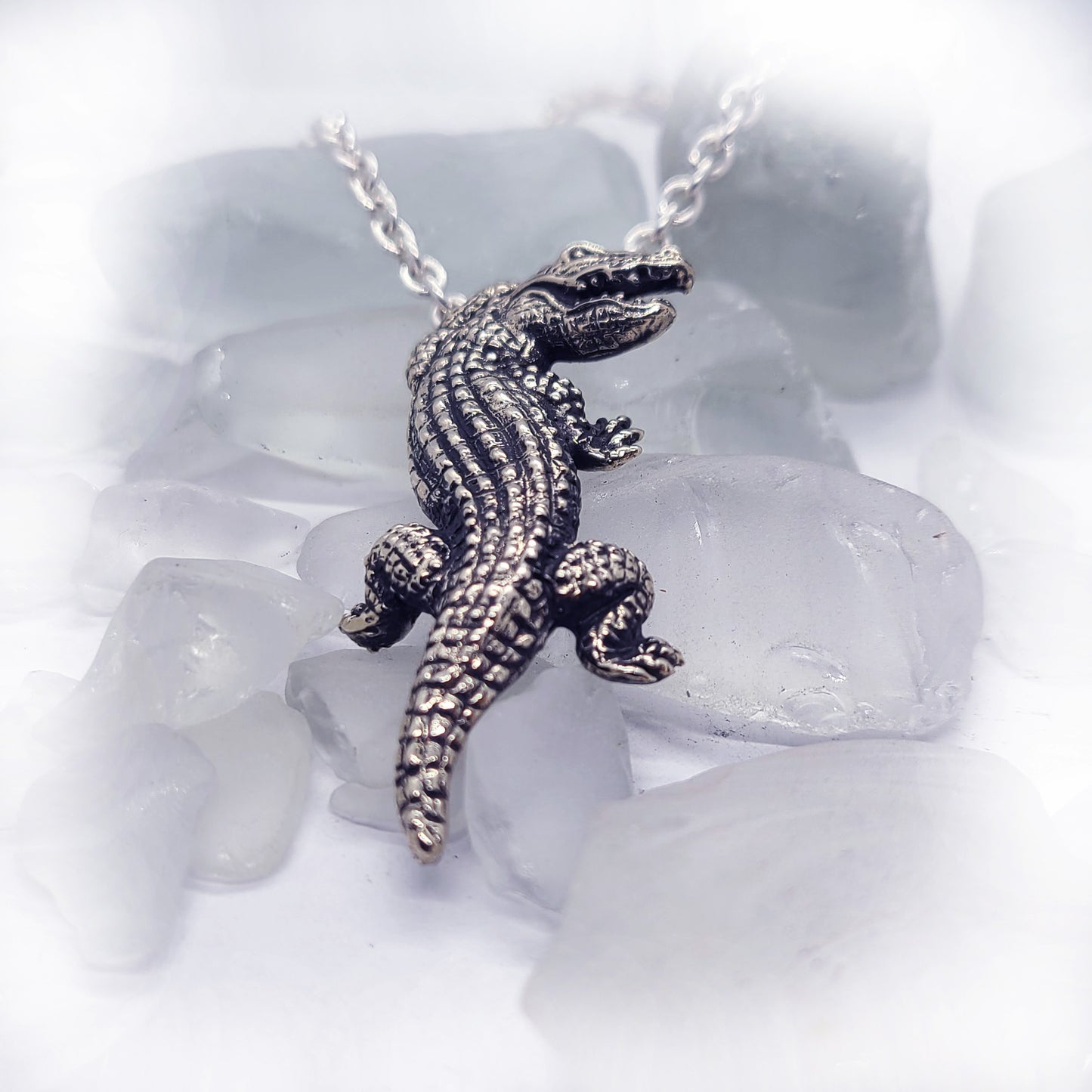 Crocodile Sterling Silver Pendant