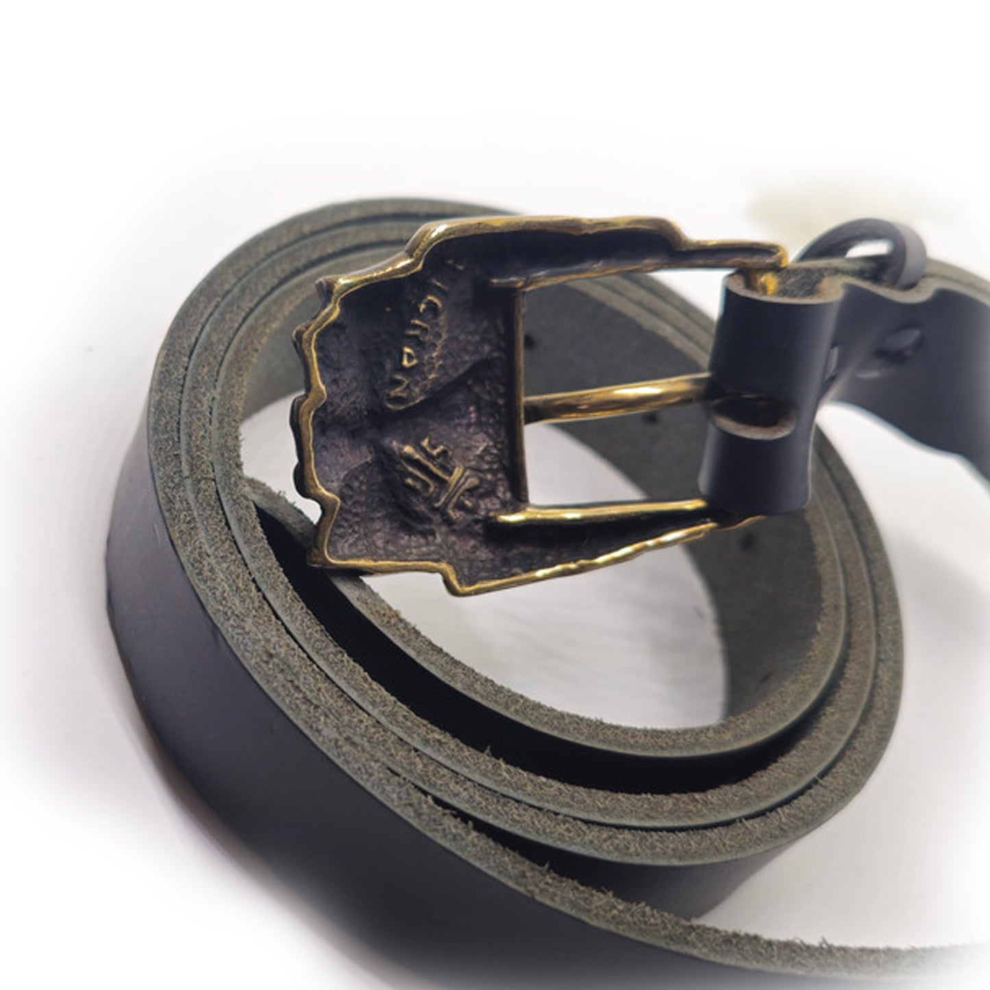 Cross Desing Brass Belt Buckle with Genuine Leather For 1inch Belt