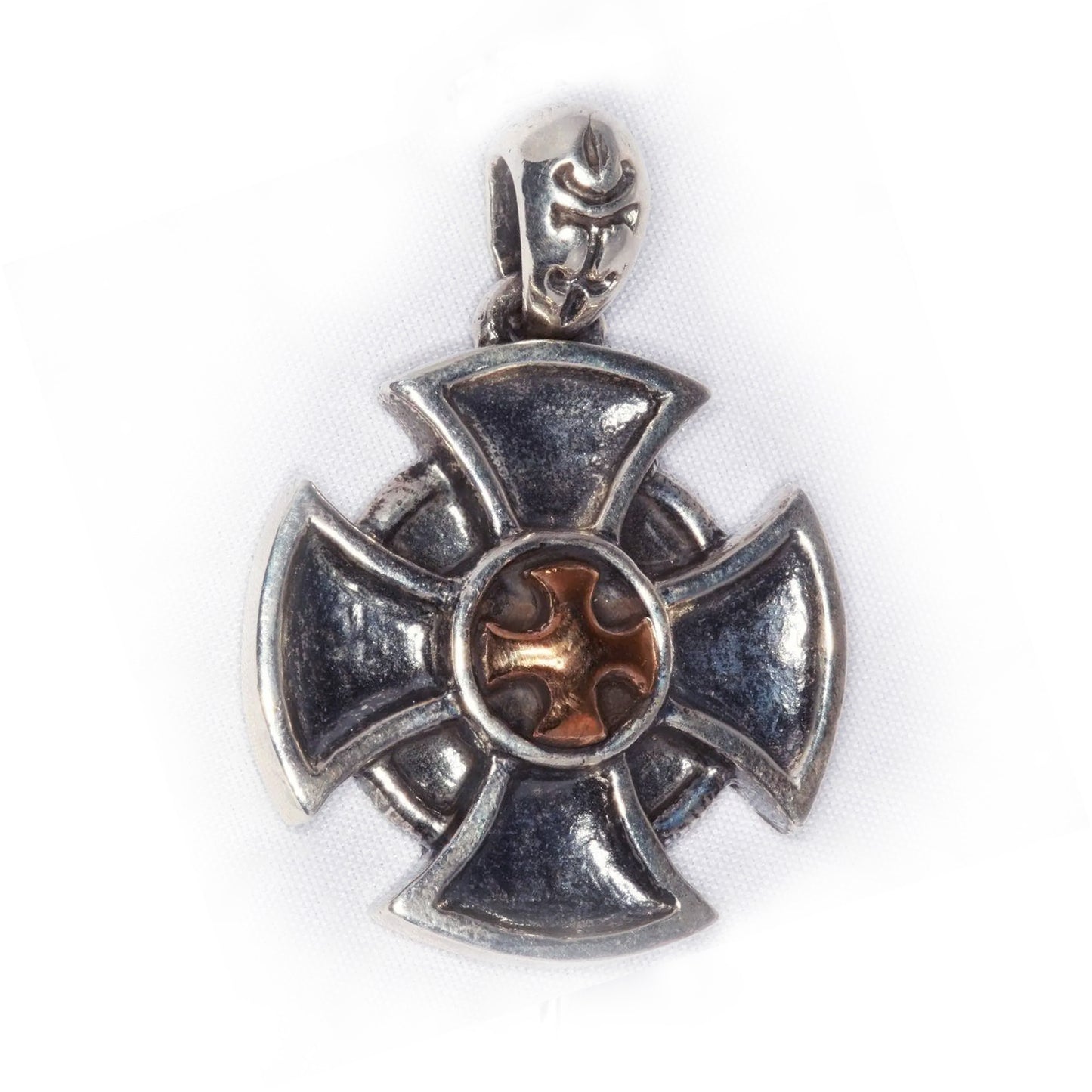 Cross Shield Sterling Silver with Bronze Cross Pendant