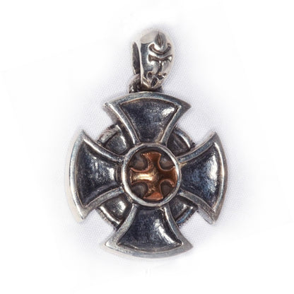 Cross Shield Sterling Silver with Bronze Cross Pendant