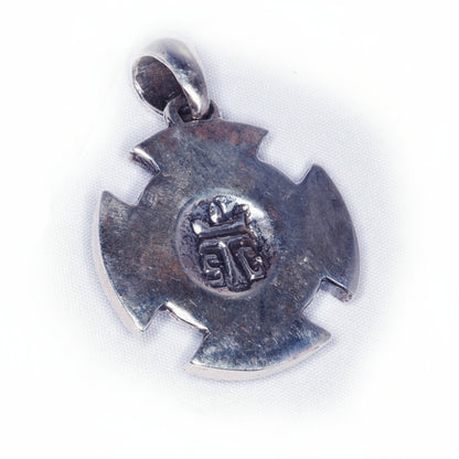Cross Shield Sterling Silver with Bronze Cross Pendant