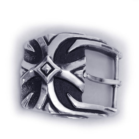 Cross Design Sterling Silver Belt Buckle