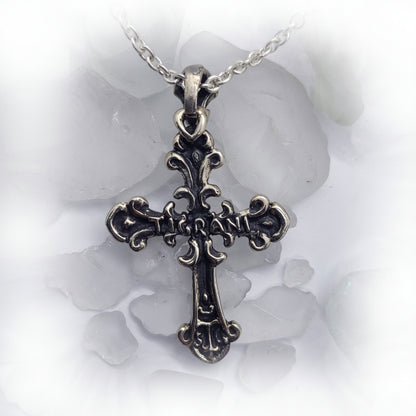 Blooming Cross with Ruby Stone Sterling Silver Pendant
