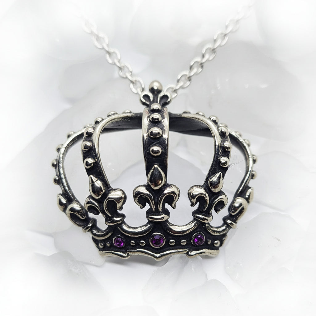 Magical Crown with Rubies Sterling Silver Pendant