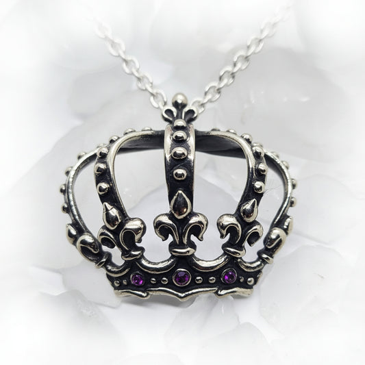 Magical Crown with Rubies Sterling Silver Pendant
