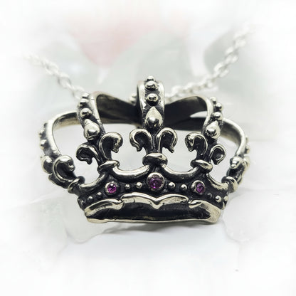 Magical Crown with Rubies Sterling Silver Pendant
