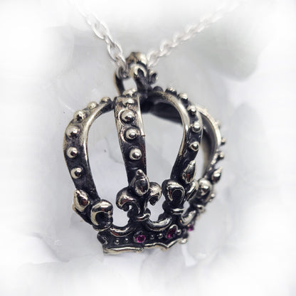 Magical Crown with Rubies Sterling Silver Pendant