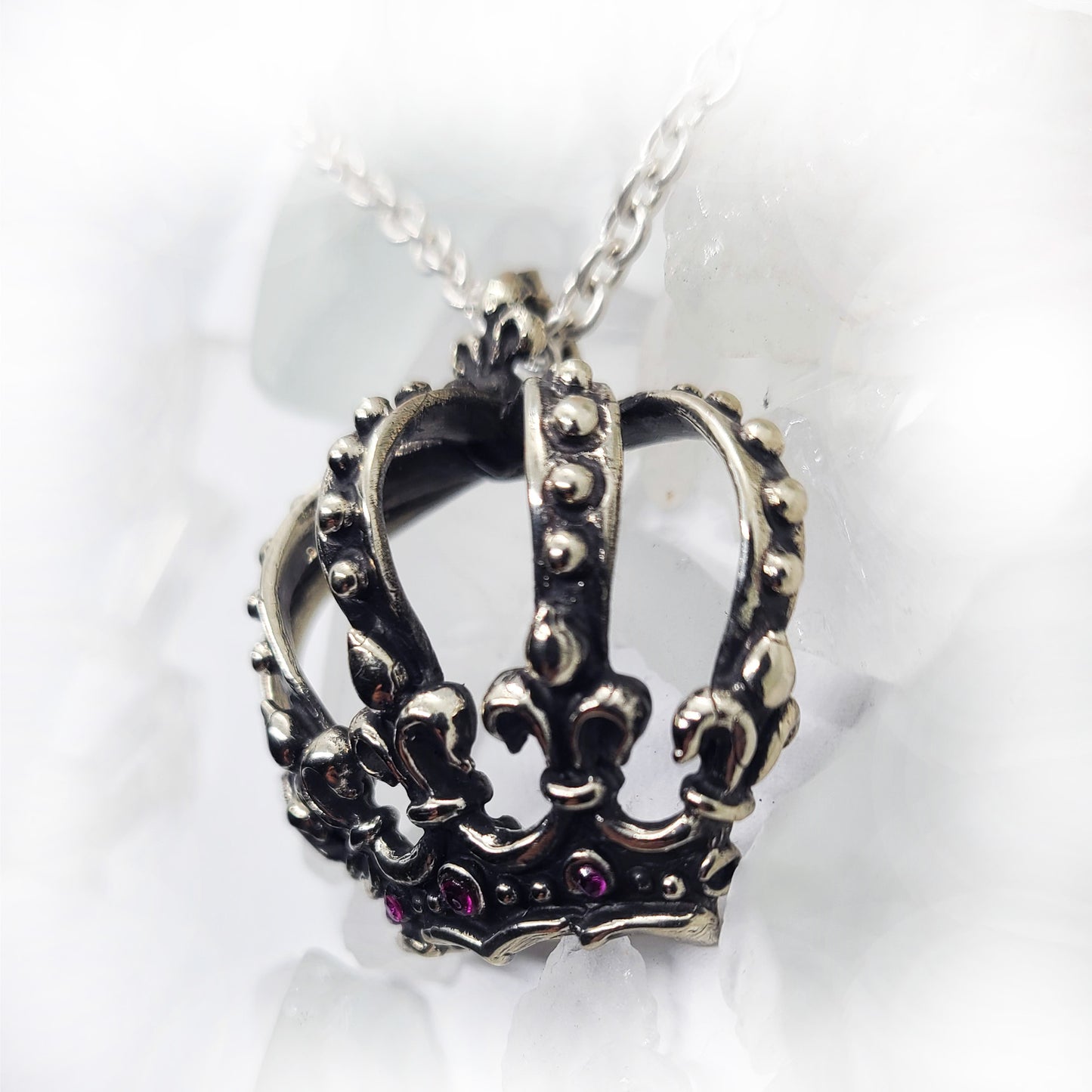 Magical Crown with Rubies Sterling Silver Pendant