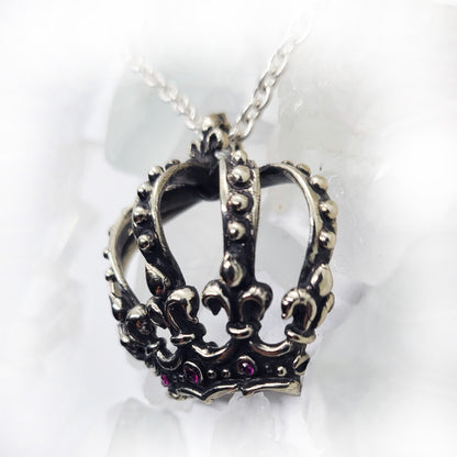 Magical Crown with Rubies Sterling Silver Pendant