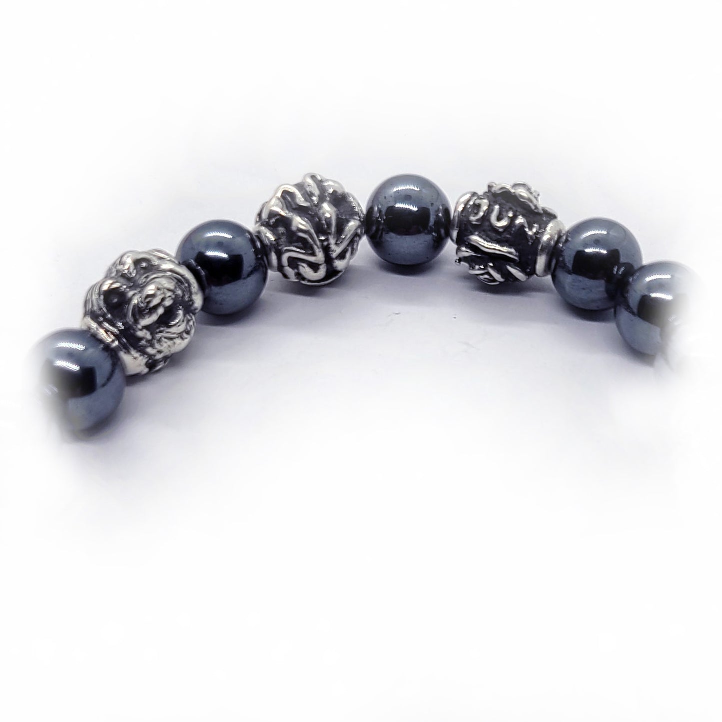 Dog Birth Year Zodiac, Birth Months, Birth Month Flower Silver Hematite and Black Onyx Beads Bracelet