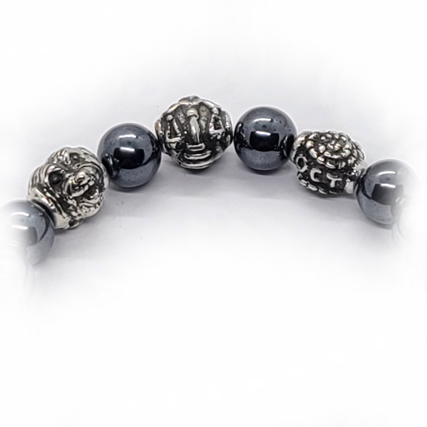 Dog Birth Year Zodiac, Birth Months, Birth Month Flower Silver Hematite and Black Onyx Beads Bracelet