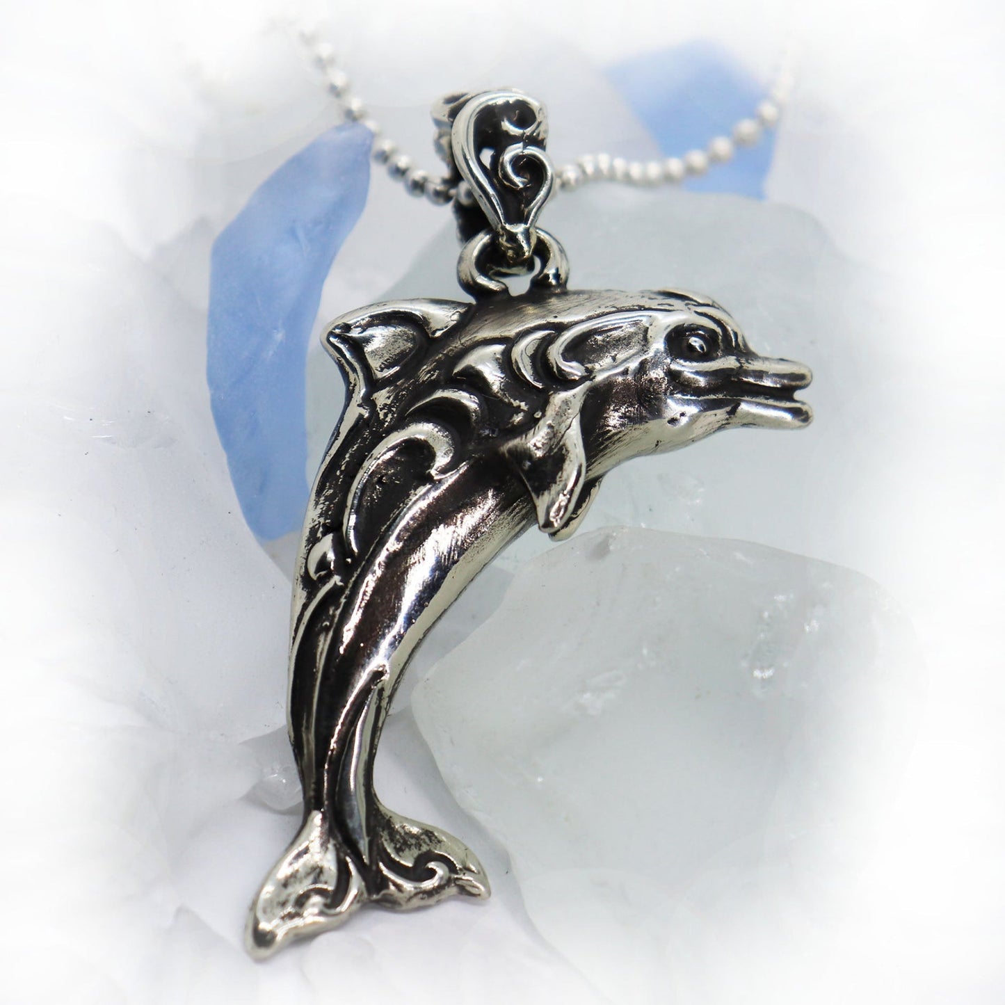 Jumping Dolphin Sterling Silver Pendant