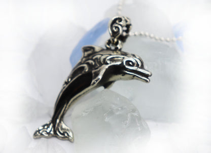 Jumping Dolphin Sterling Silver Pendant