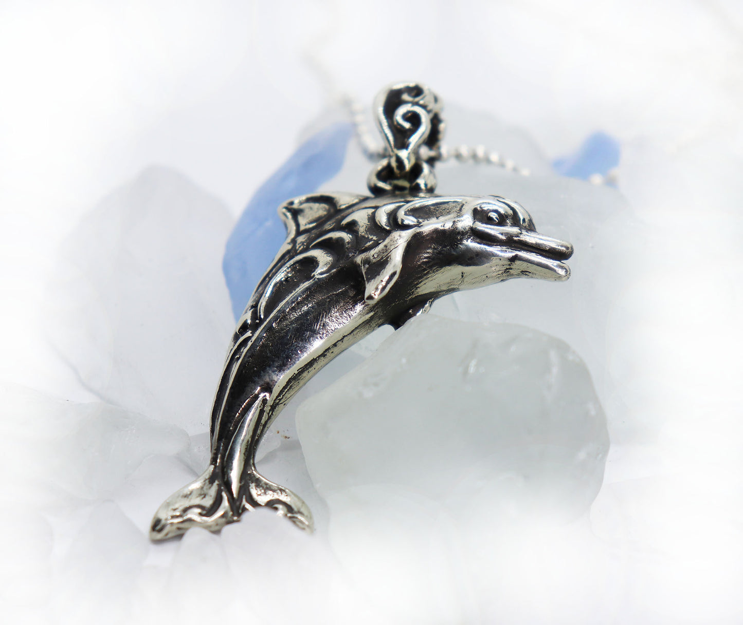 Jumping Dolphin Sterling Silver Pendant