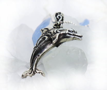 Jumping Dolphin Sterling Silver Pendant