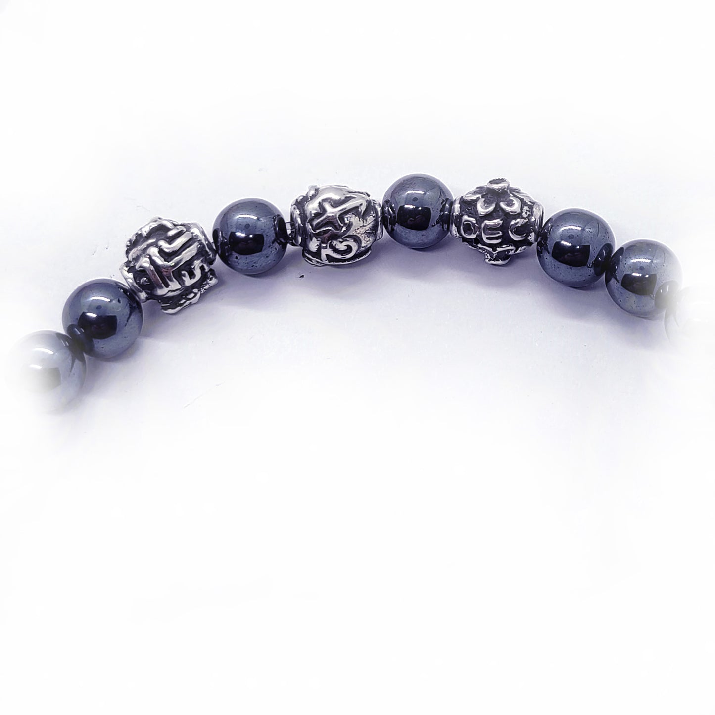 Dragon Birth Year Zodiac, Birth Months, Birth Month Flower Silver Hematite and Black Onyx Beads Bracelet