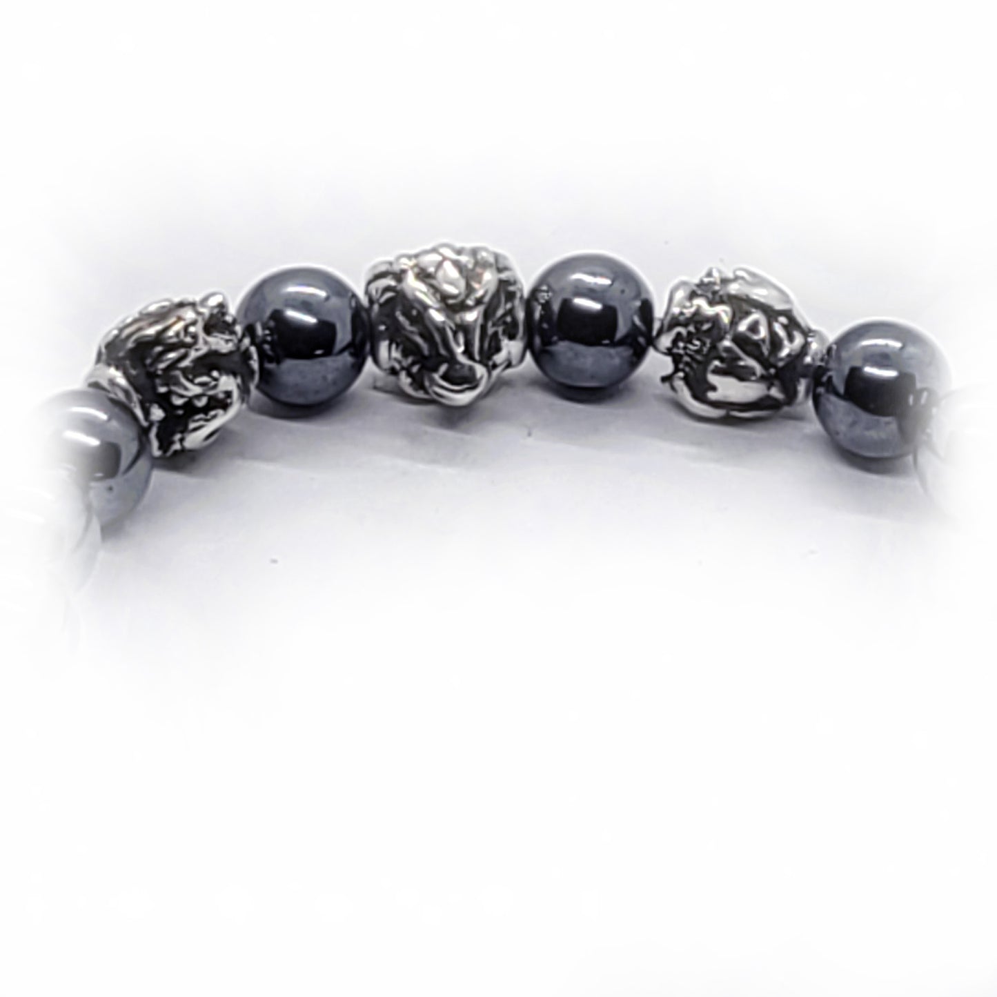 Dragon Birth Year Zodiac, Birth Months, Birth Month Flower Silver Hematite and Black Onyx Beads Bracelet