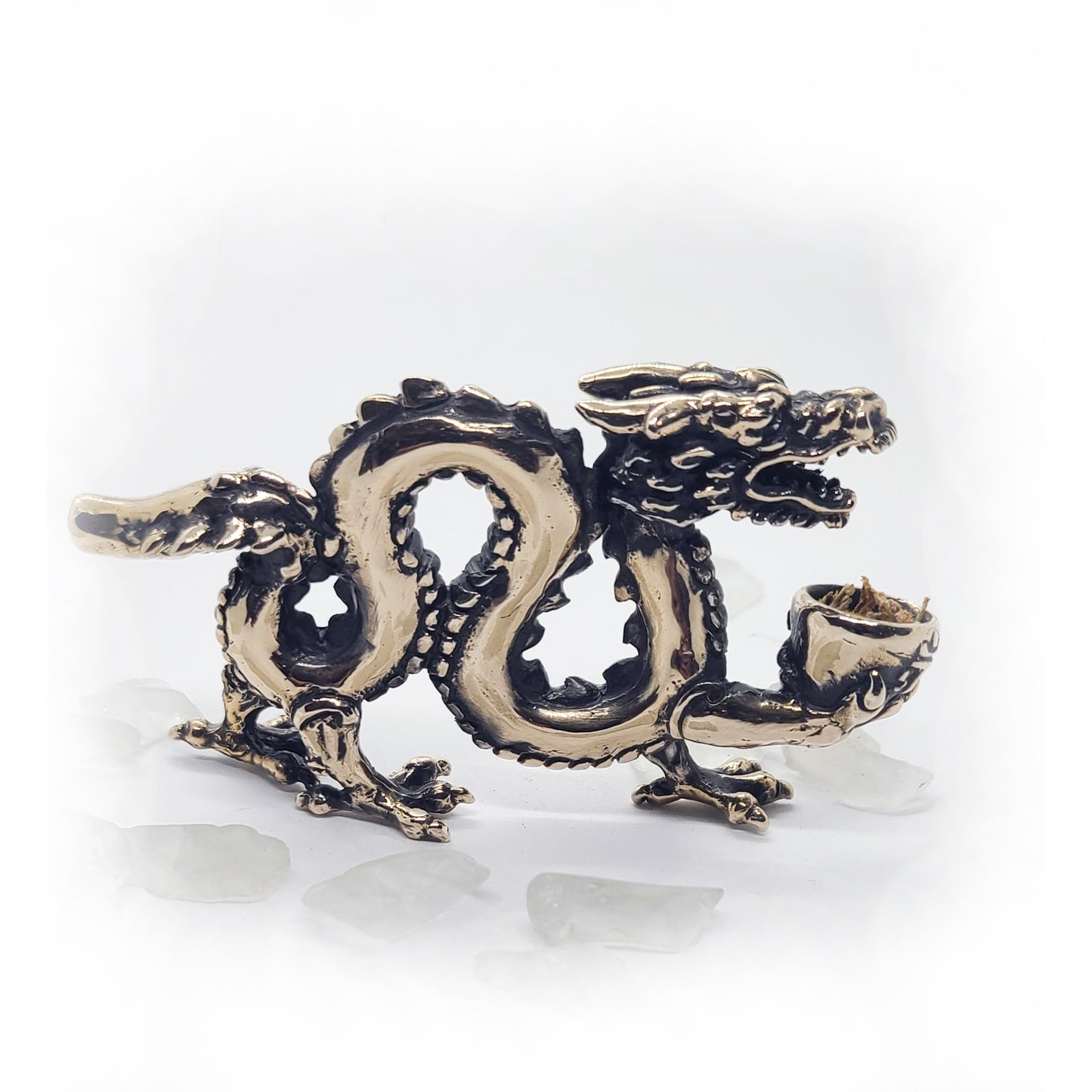 Dragon With Jar Sterling Silver Smoking Pipe