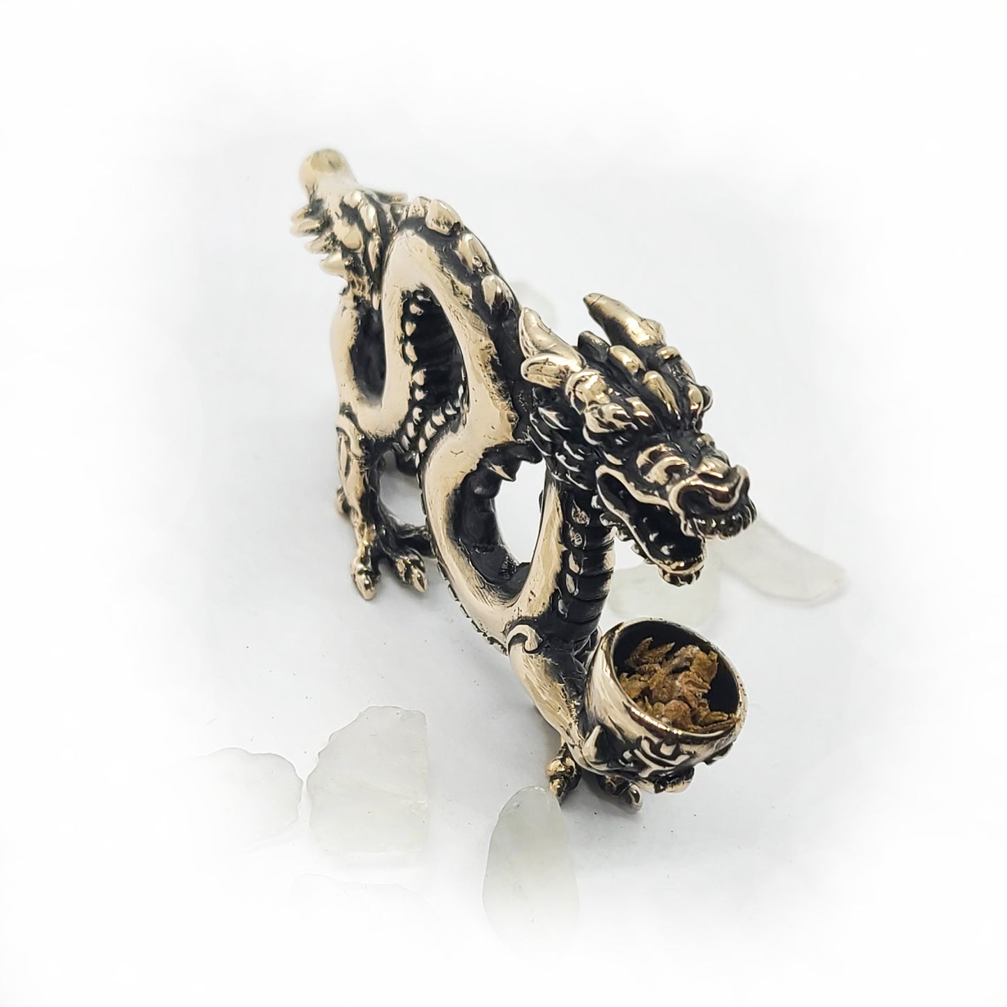 Dragon With Jar Sterling Silver Smoking Pipe