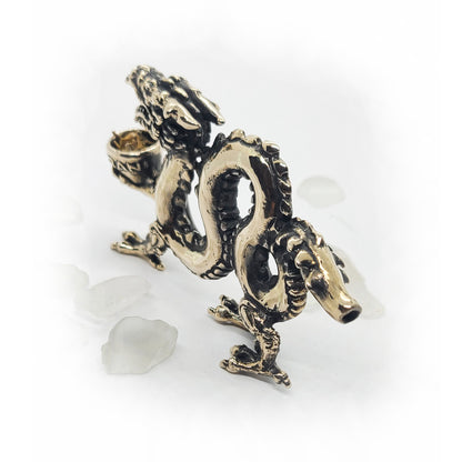 Dragon With Jar Sterling Silver Smoking Pipe