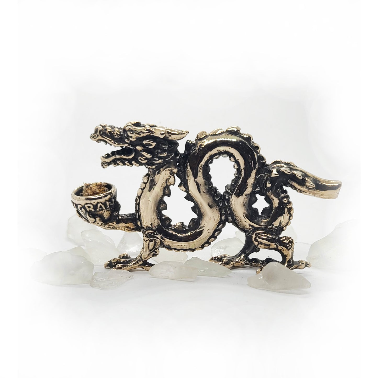 Dragon With Jar Sterling Silver Smoking Pipe