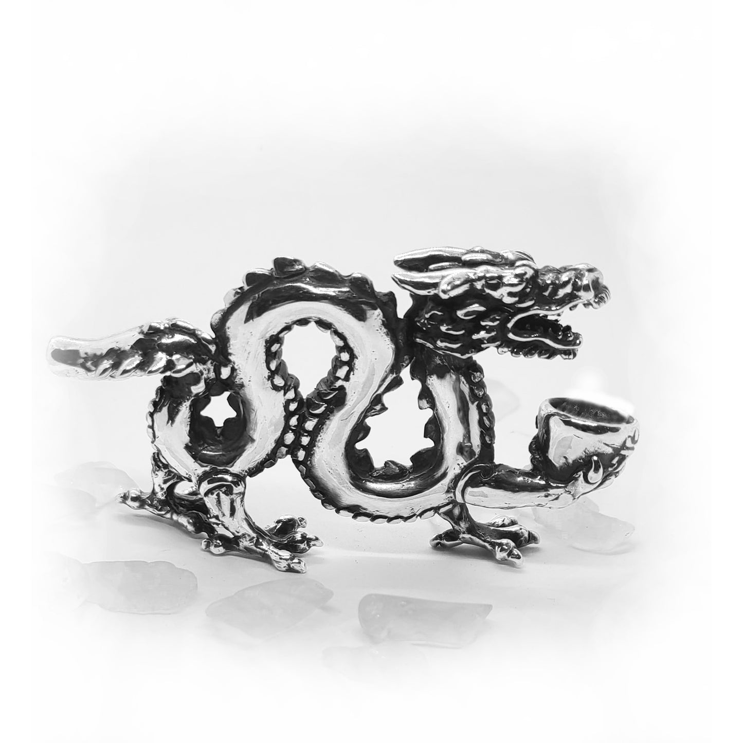 Dragon With Jar Sterling Silver Smoking Pipe