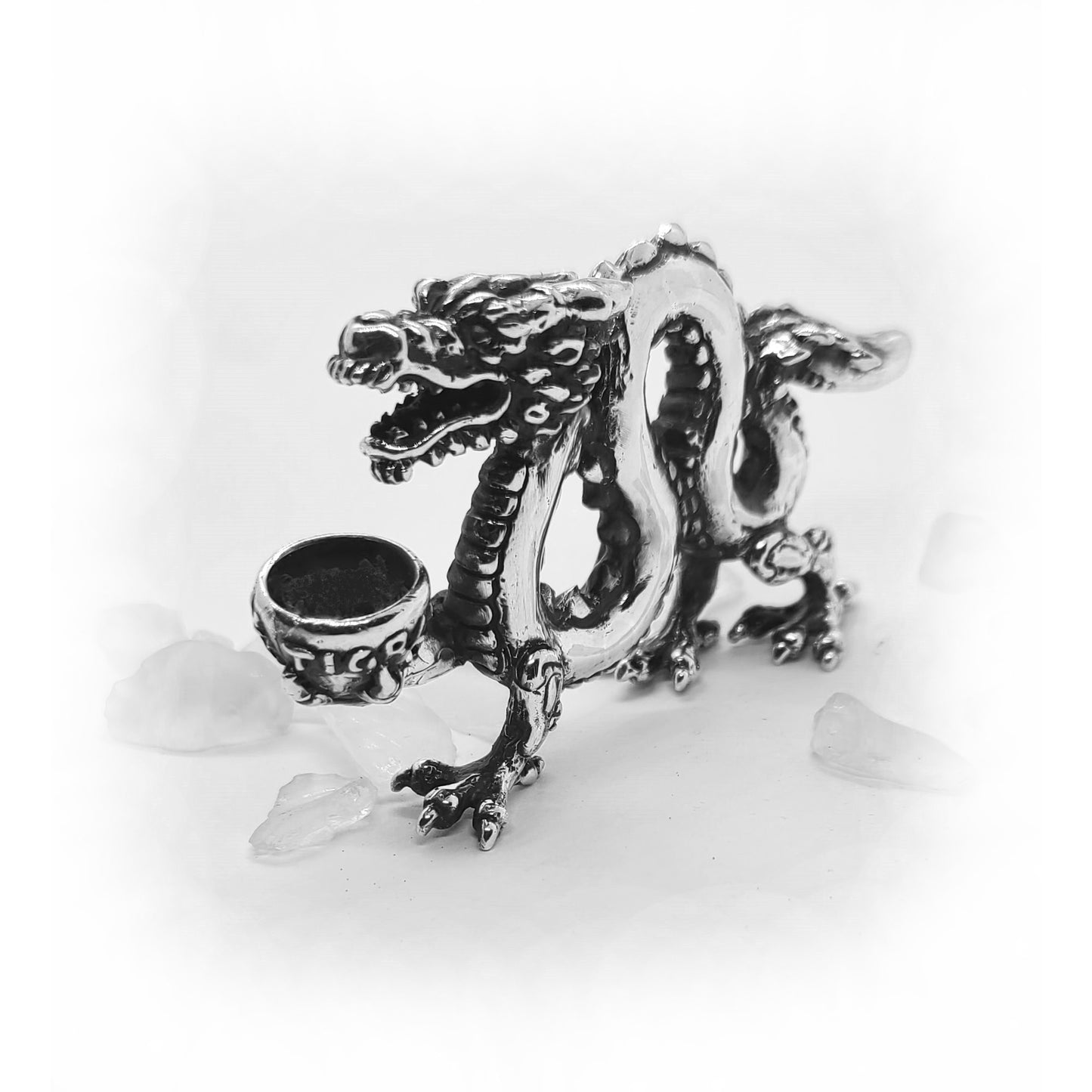 Dragon With Jar Sterling Silver Smoking Pipe