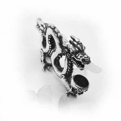 Dragon With Jar Sterling Silver Smoking Pipe
