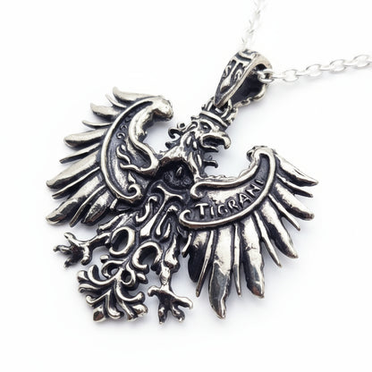 Heraldic Eagle Fleur-De-Lis Sterling Silver Pendant