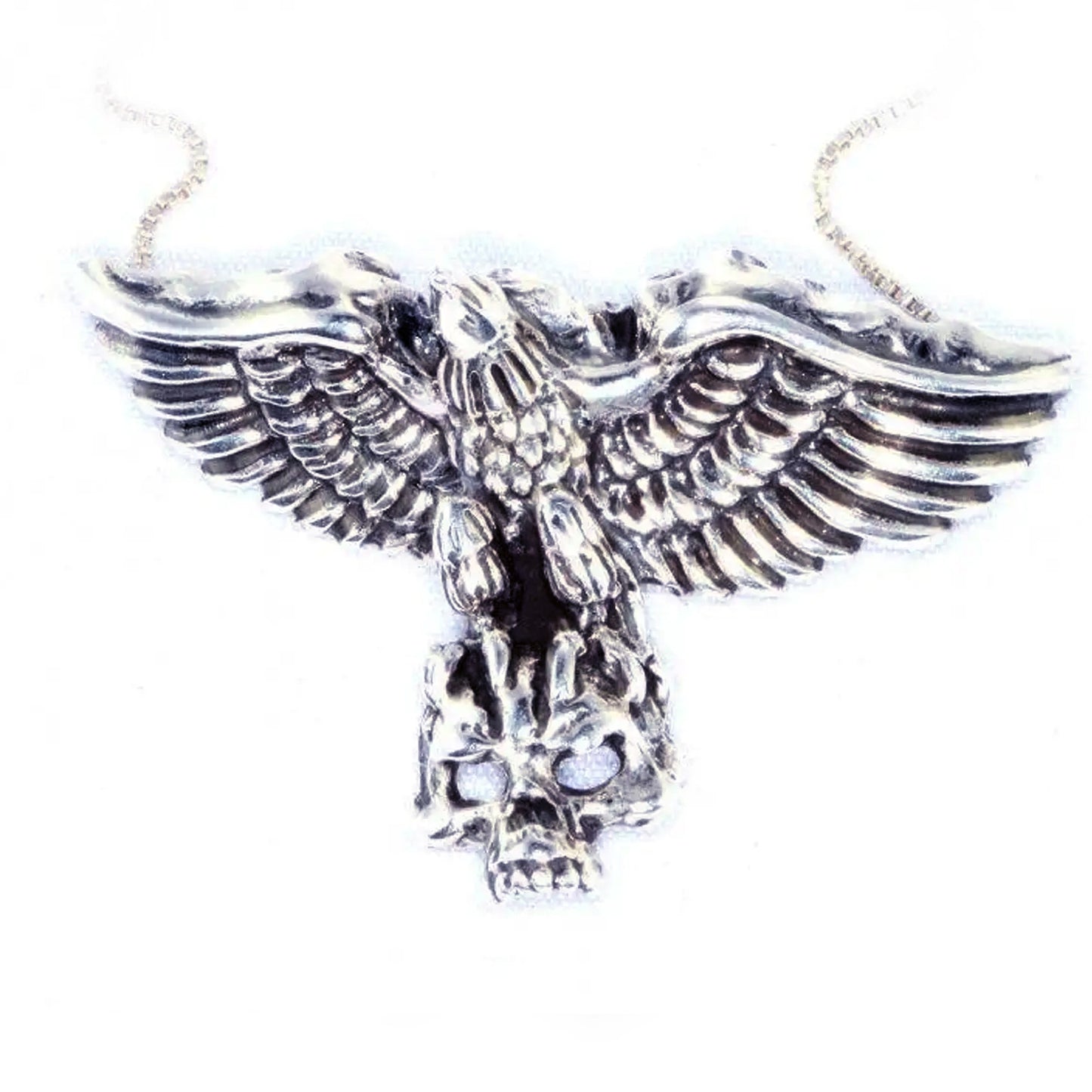 Eagle Flying and Carrying Skull Sterling Silver Pendant