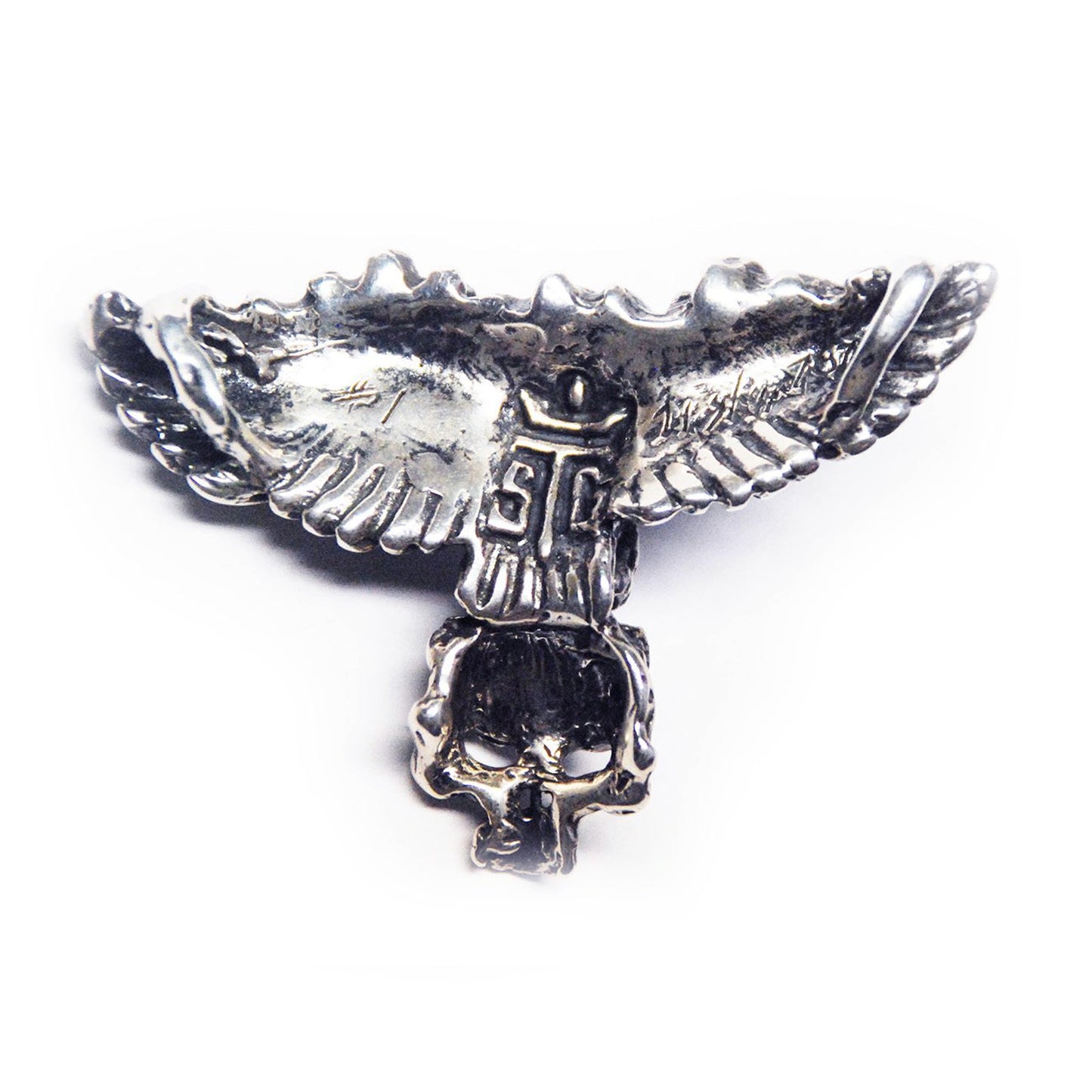 Eagle Flying and Carrying Skull Sterling Silver Pendant