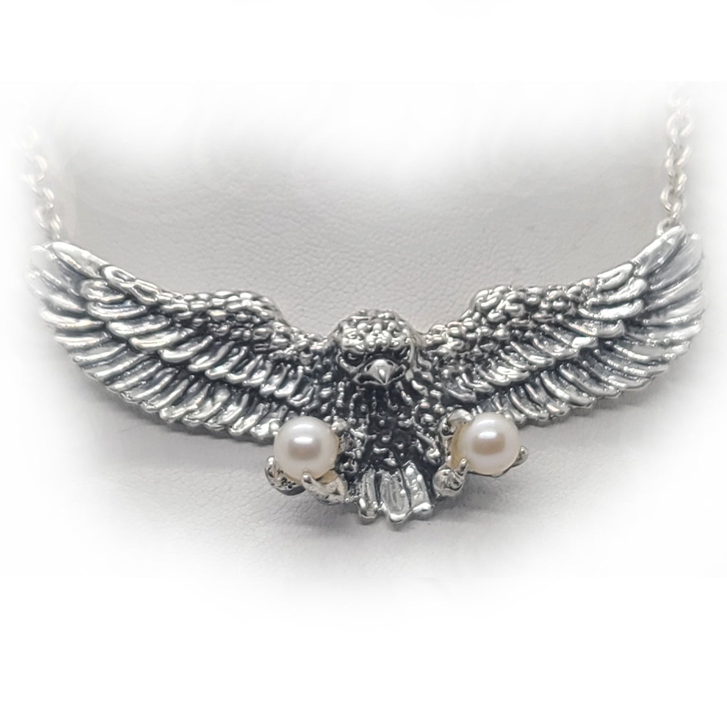 Eagle Flying and Carrying Pears Sterling Silver Necklace
