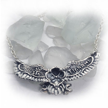 Eagle Flying and Carrying Pears Sterling Silver Necklace