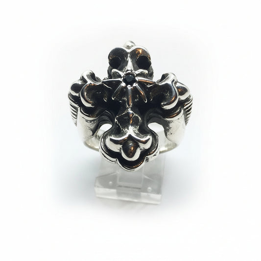 Cross with Eight Star and Onyx stone Sterling Silver Ring