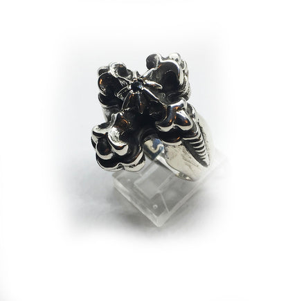 Cross with Eight Star and Onyx stone Sterling Silver Ring