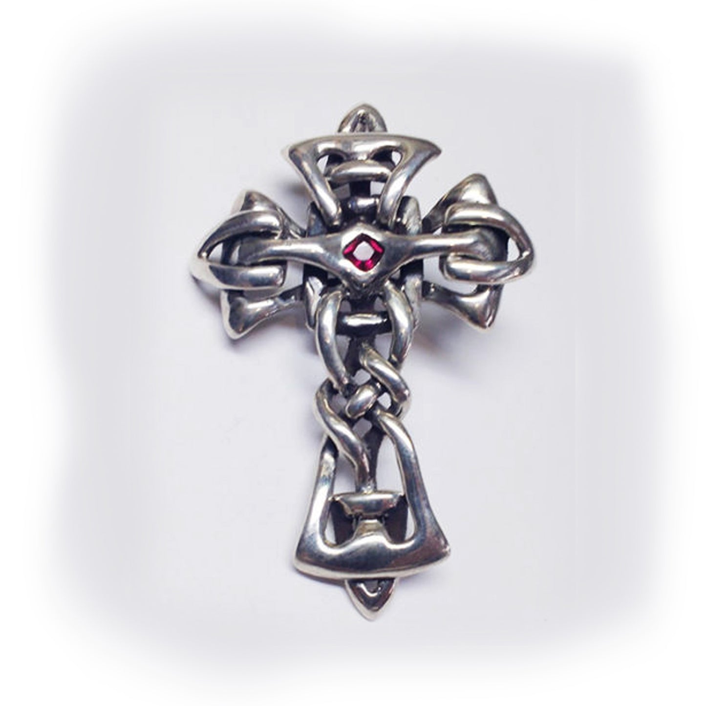 Electric Cross Sterling Silver Pendant with Ruby