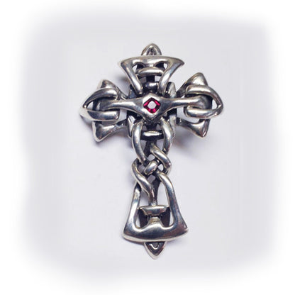 Electric Cross Sterling Silver Pendant with Ruby