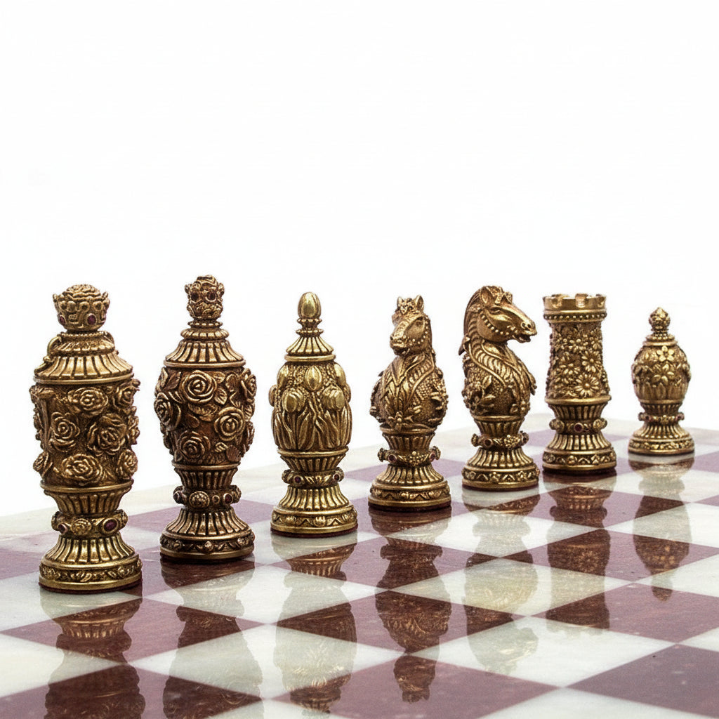 Tigrani “Flowers” Sterling Silver & Bronze Chess set