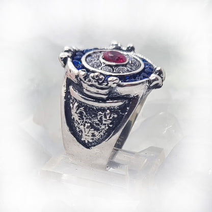 France Sterling Silver Ring with Flag Color CZ Stones