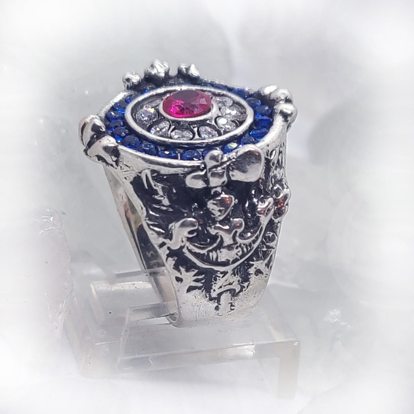 France Sterling Silver Ring with Flag Color CZ Stones