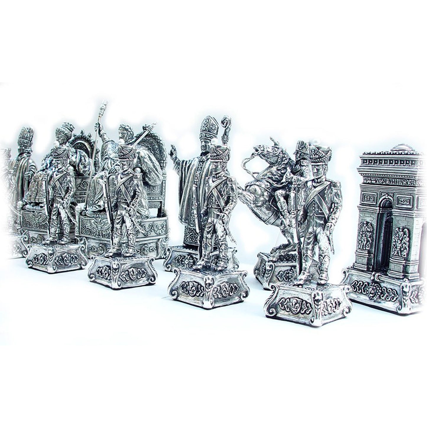 French Historical Sterling Silver Chess Set “Napoleon”