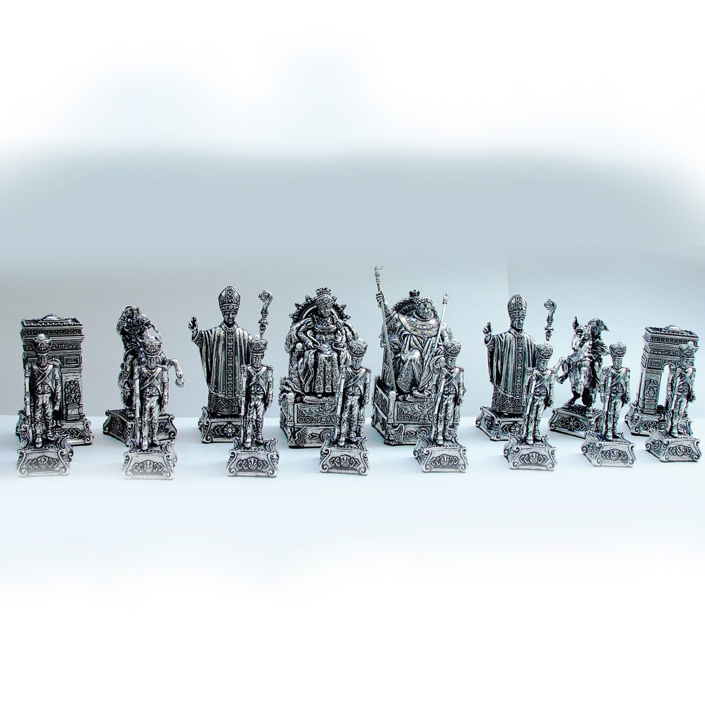 French Historical Sterling Silver Chess Set “Napoleon”
