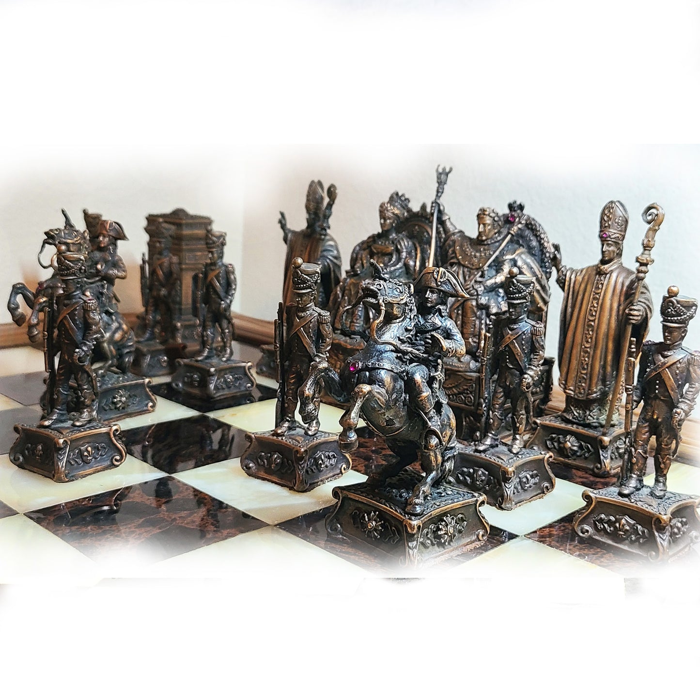 French Historical Sterling Silver Chess Set “Napoleon”