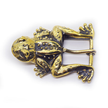 Frog Jumping Brass Belt Buckle