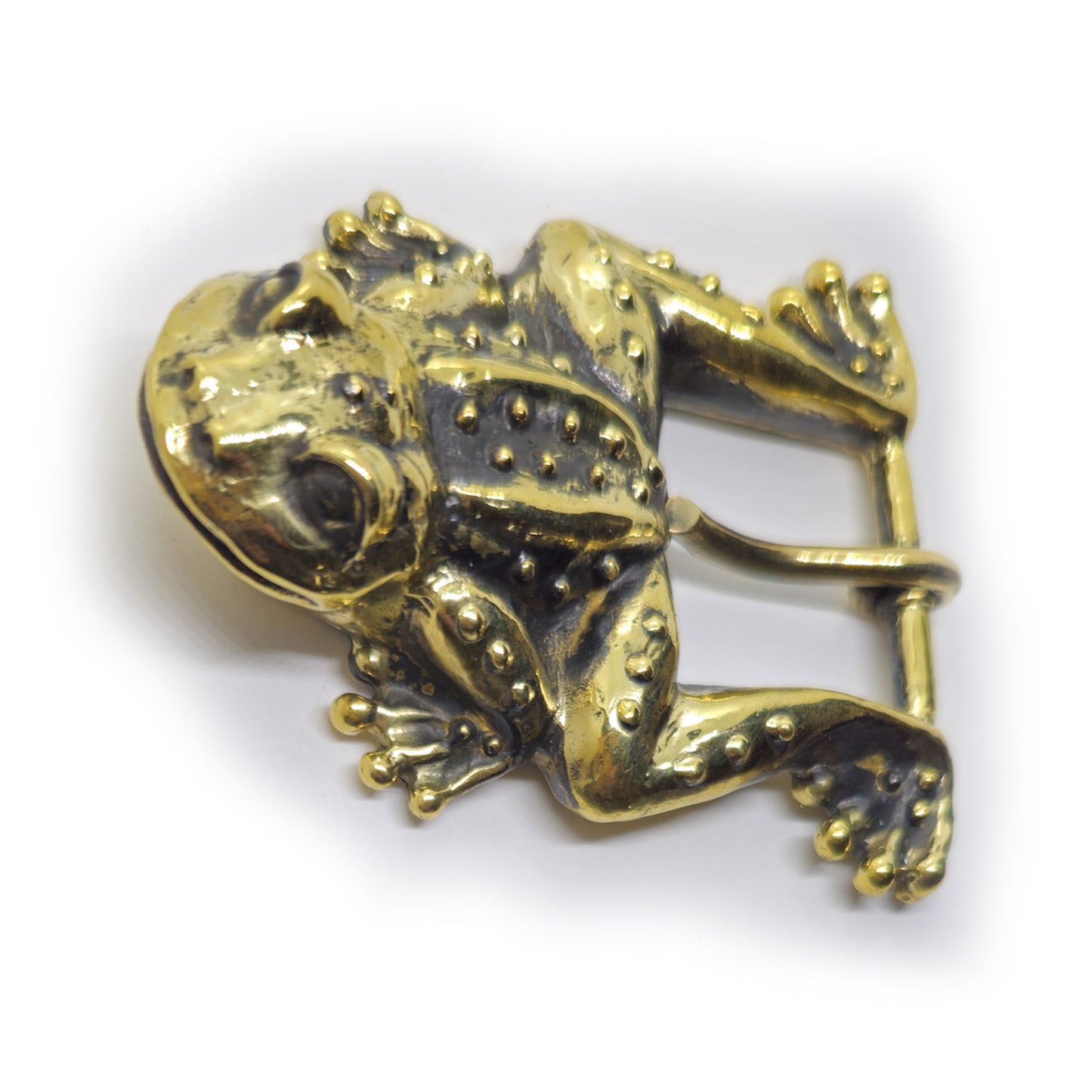 Frog Jumping Brass Belt Buckle