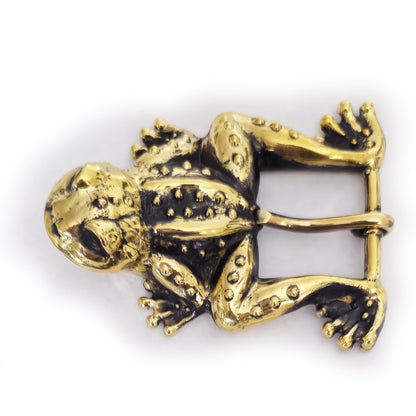 Frog Jumping Brass Belt Buckle