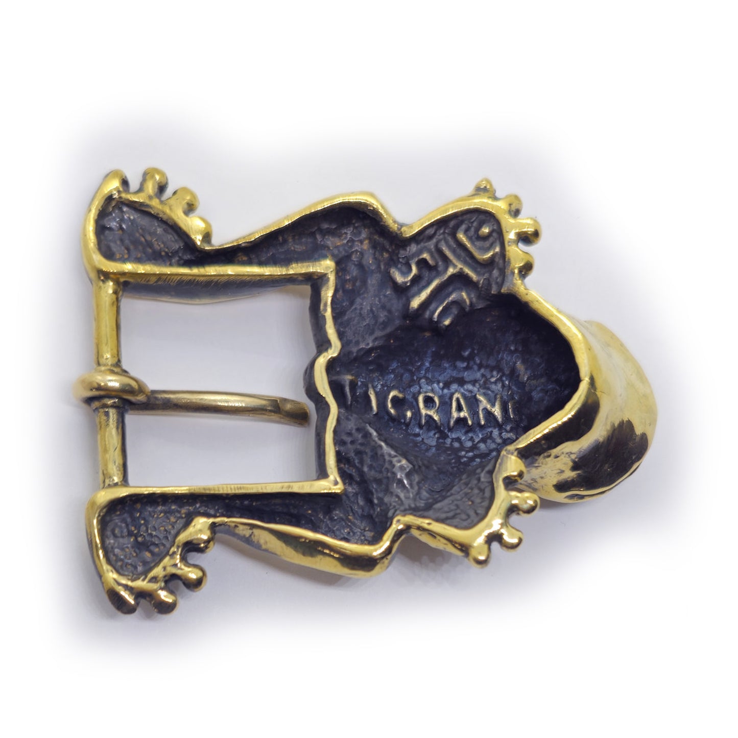Frog Jumping Brass Belt Buckle